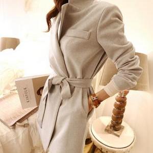 Classy Apricot Winter Coat With Belt