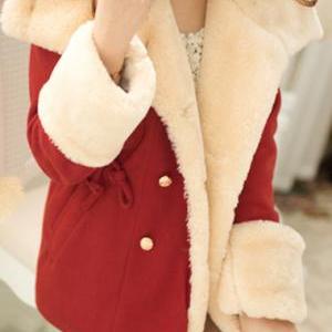 Cute Deep Red Warm Winter Coat