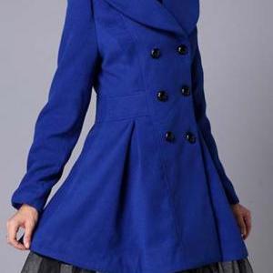 Royal Blue Double Breasted Winter Coat