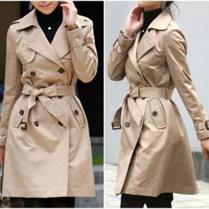 Double Breasted Light Brown Chic Trench Coat