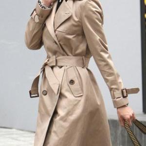 Double Breasted Light Brown Chic Trench Coat