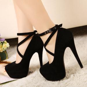 Ankle Strap Classy Black High Heels..