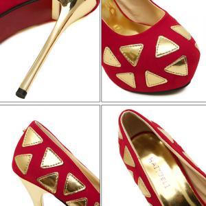 Geometric Pattern Red High Heels Shoes