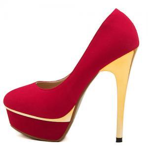 Red Suede Stiletto Heels Fashion Shoes