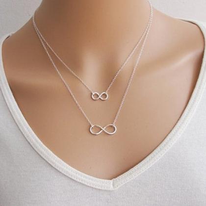 Cute Infinity Charmed Layered Neckl..