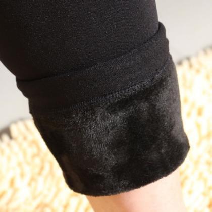 Pure Black Warm Cotton Leggings