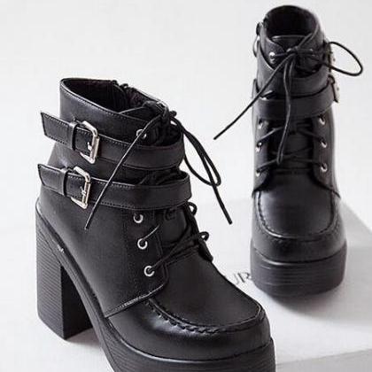 chunky lace up boots with heel