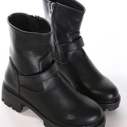 flat black winter boots