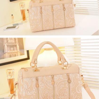 Beautiful Lace Embellished Handbag In 3 Colors