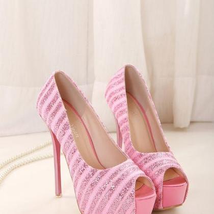 Luxury Design Pink Peep Toe High Heel Shoes