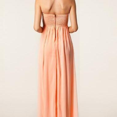 A Line Strapless Long Sequined Evening Dresses with High Split Side