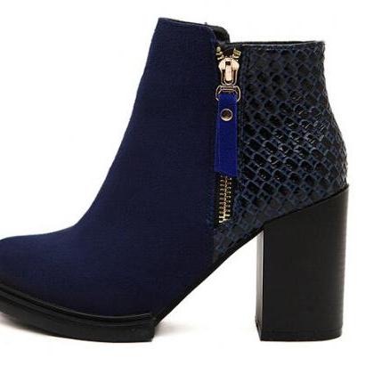 Chic Blue High Heels Winter Boots