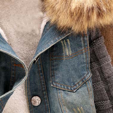 Hooded Faux Fur Design Patchwork De..