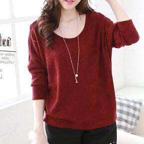 Cute Lace V Back Wine Red Long Sleeve Top