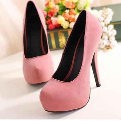Alluring Suede Pink High Heels Shoe..