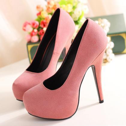Alluring Suede Pink High Heels Shoe..