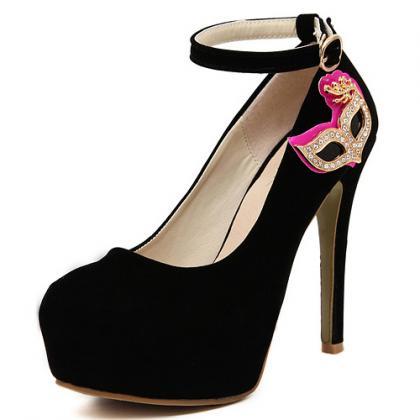 black rhinestone platform heels