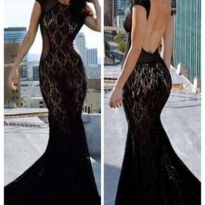 Gorgeous Chiffon And Lace Backless Floor Length..