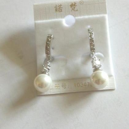 Elegant Rhinestone Pearl Earrings
