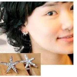 Rhinestone Embellished Star Studded Earrings