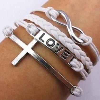 Cross And Infinity Charmed White Multi Layered..