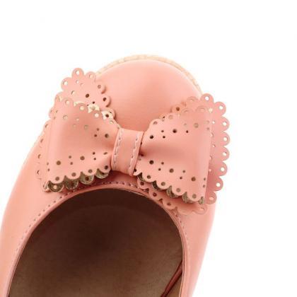 Simply Gorgeous Bow Embellished Pink Wedge Shoes