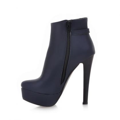 Elegant Black Side Zip High Heels Fashion Boots