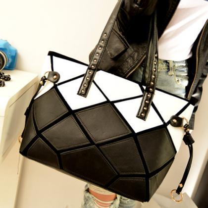 Stylish Black And White Handbag