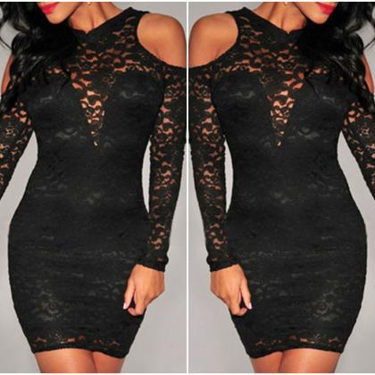 Sexy Off The Shoulder Black Lace Dress