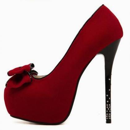 Sexy Bowknot Rhinestone Nightclub High-heeled Shoe