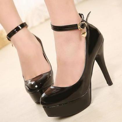 Heart Charmed Ankle Strap High Heel..