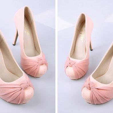 Adorable Bow Design High Heels Fashion Shoes