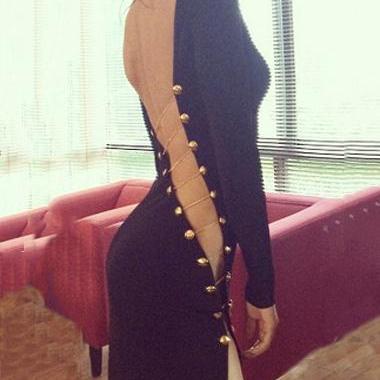 Sexy Black And Gold Maxi Dress