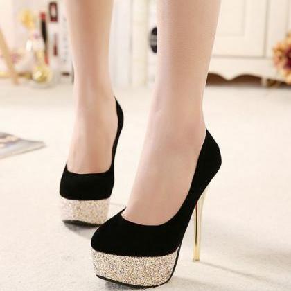 Black and Gold High Heels Fashion S..