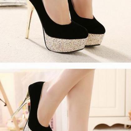 Black and Gold High Heels Fashion S..