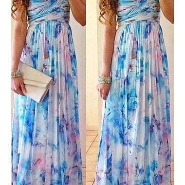Floral Print High Waist Maxi Dress
