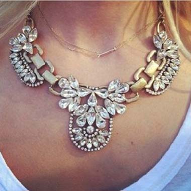 Beautiful Crystal Charmed Statement Necklace