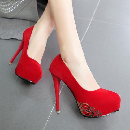 Red High Heels Fashion Shoes