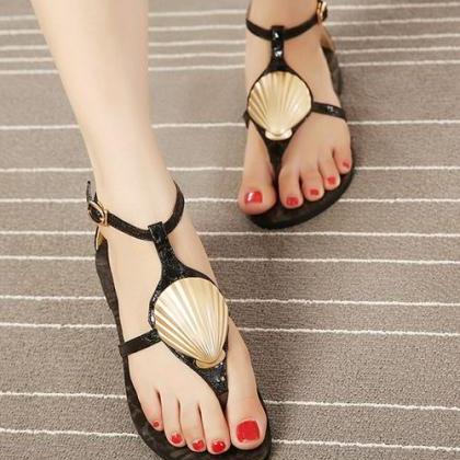 Elegant Black and Gold Sandals
