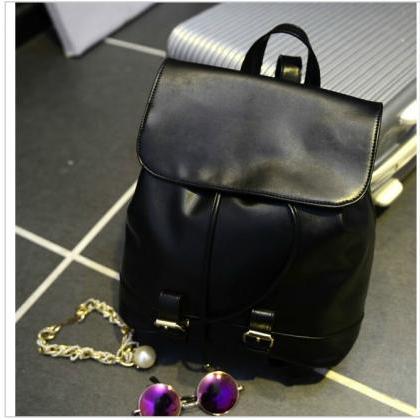 Cute Black Pu Leather Backpack