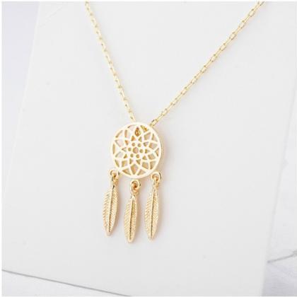 Dream Catcher Necklace In Silver And Gold
