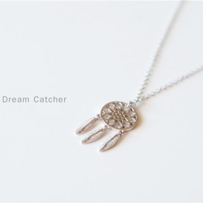 Dream Catcher Necklace In Silver And Gold
