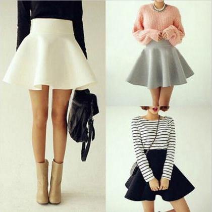 Cute High Waist Flared Skirts