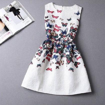 Beautiful Butterfly Sleeveless Printed Dress