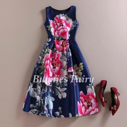 Classy Vintage Design Floral Dress