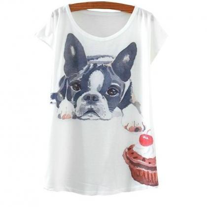 Cute Puppy And Cup Cake T Shirt