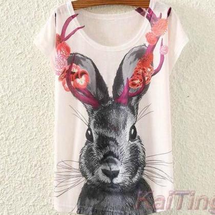 Vintage Style Rabbit Printed Top