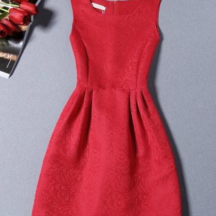 Elegant Red A Line Dress on Luulla