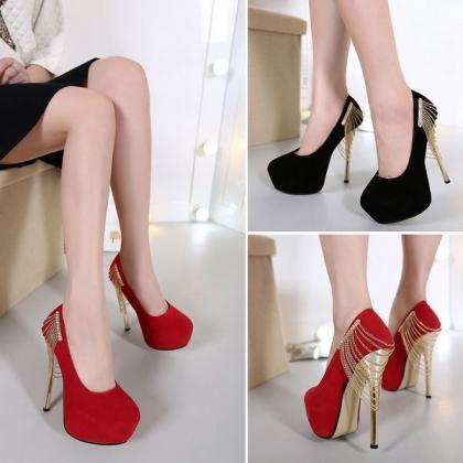 Suede With Chain High Heel Shoes on Luulla