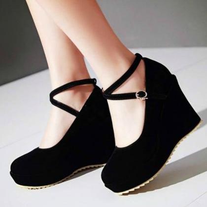 Sexy Cross Strap Wedge Shoes